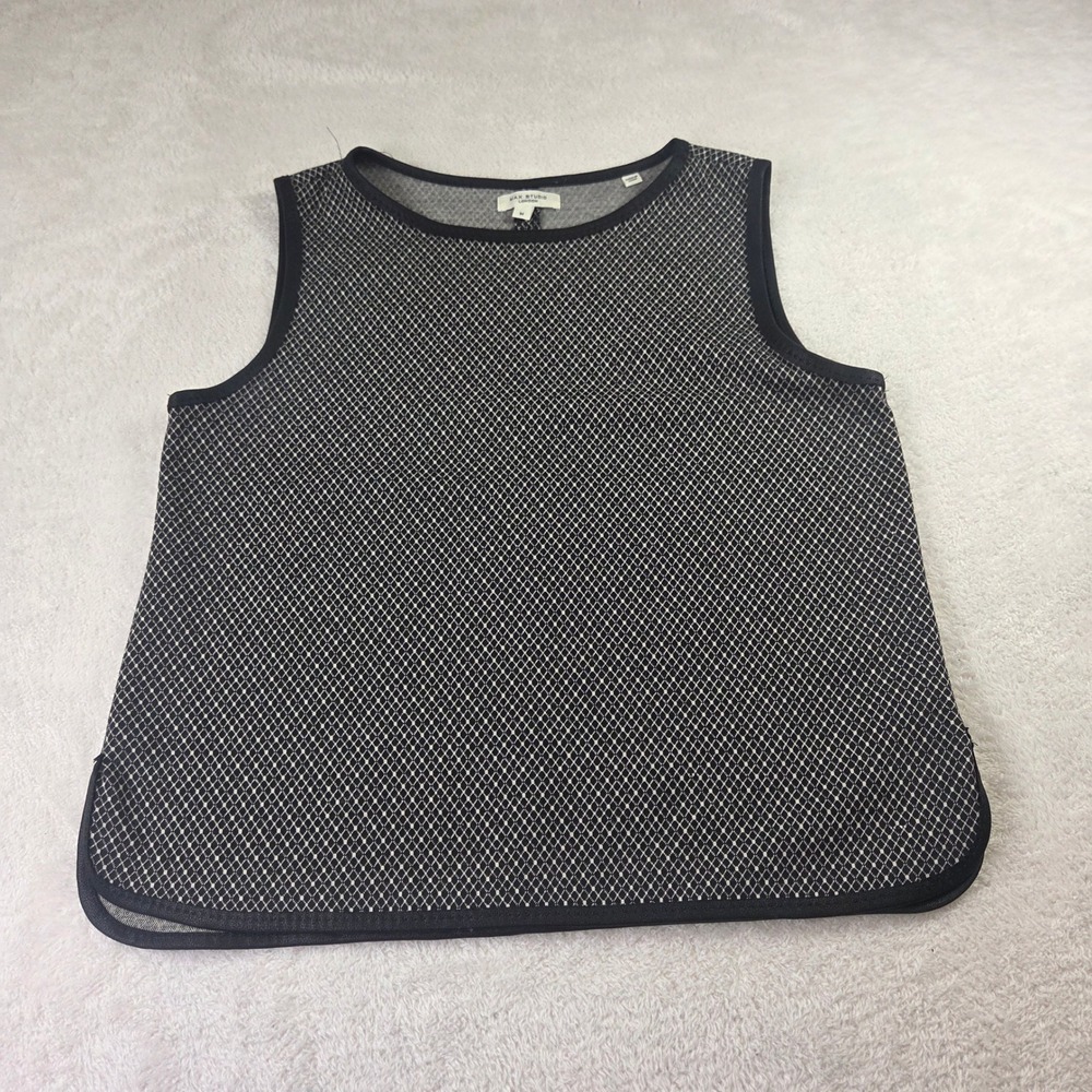 Max Studio London Womens Black White Geometric Diamond Knit Shell Top Size M
